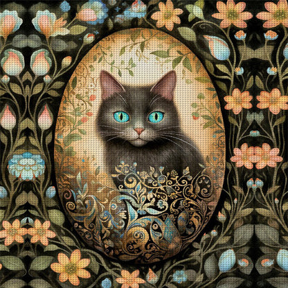 Easter Black Cat - 11CT Stamped Cross Stitch 45*45CM