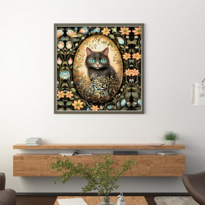 Easter Black Cat - 11CT Stamped Cross Stitch 45*45CM