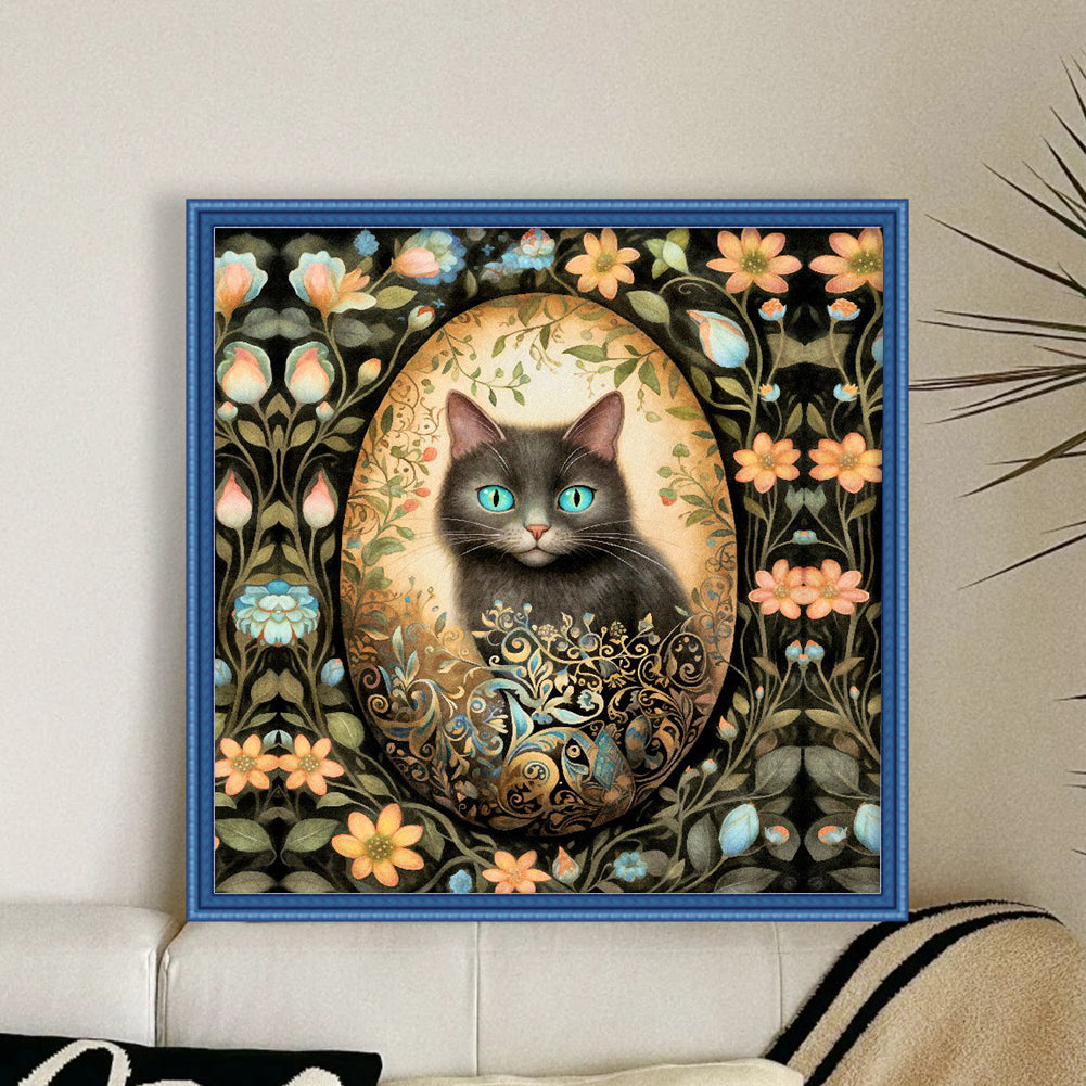 Easter Black Cat - 11CT Stamped Cross Stitch 45*45CM