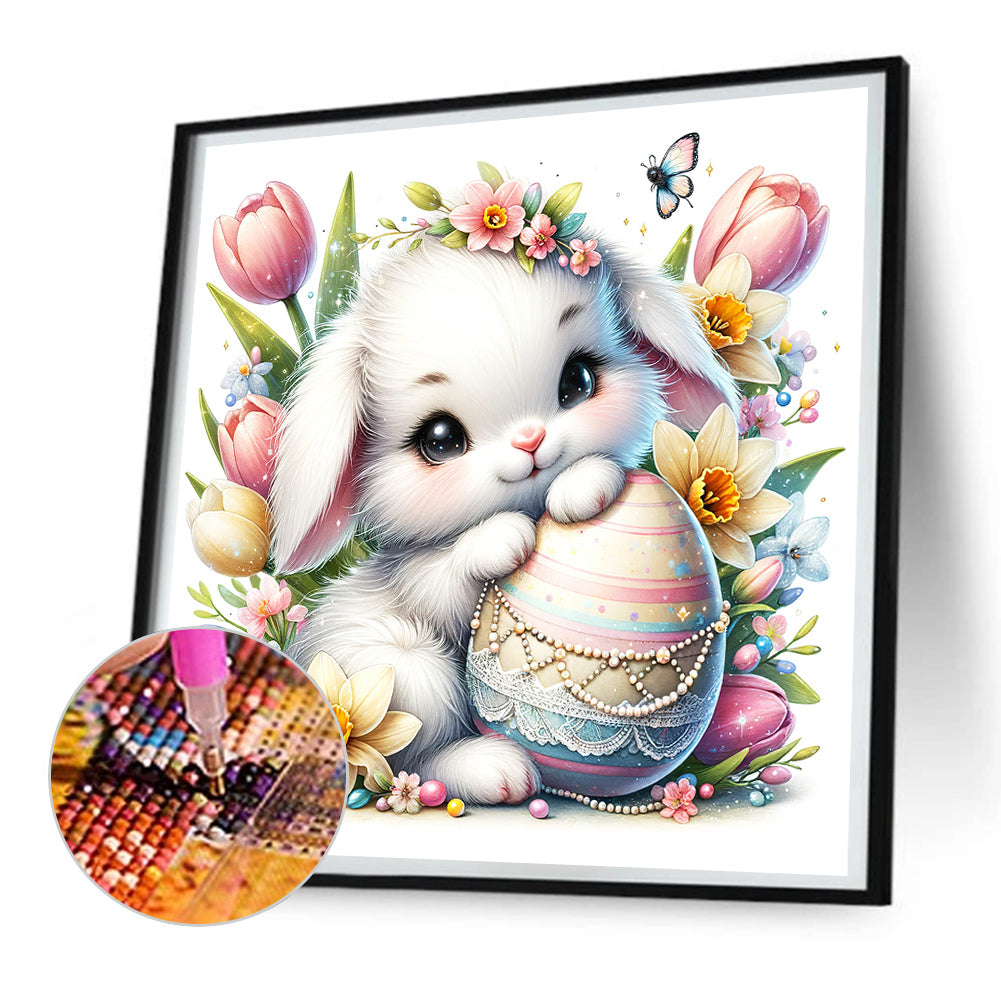 Lop-Eared Rabbit And Easter Eggs - Full Round Drill Diamond Painting 30*30CM