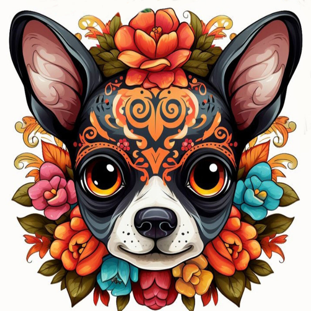 Painted Dog Head - Full Round Drill Diamond Painting 30*30CM