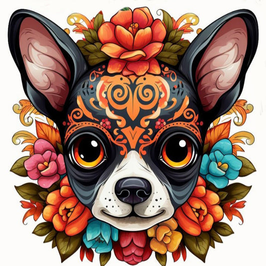 Painted Dog Head - Full Round Drill Diamond Painting 30*30CM