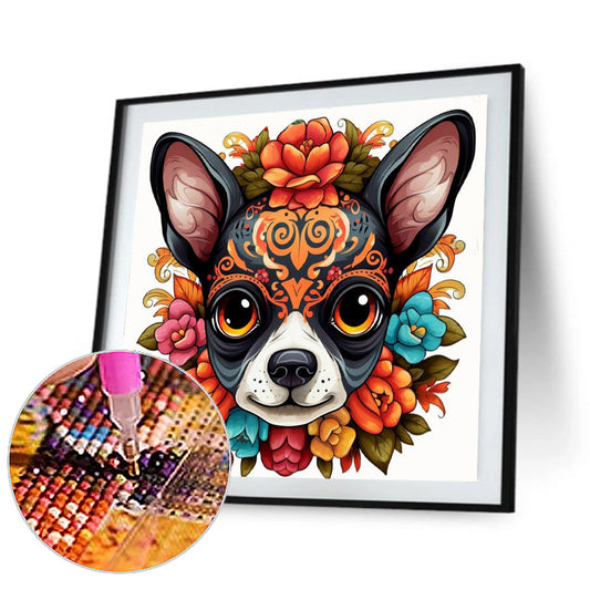 Painted Dog Head - Full Round Drill Diamond Painting 30*30CM
