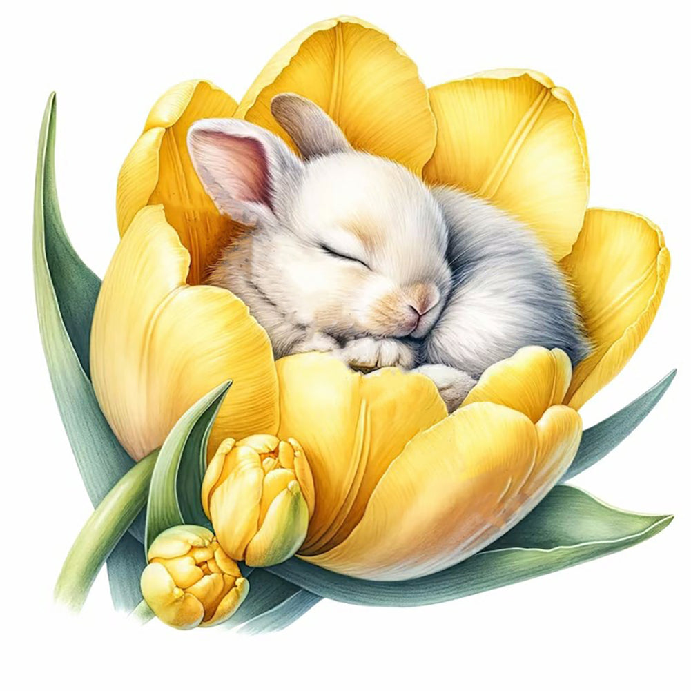 Budding Rabbit - Full Round Drill Diamond Painting 30*30CM