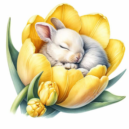 Budding Rabbit - Full Round Drill Diamond Painting 30*30CM