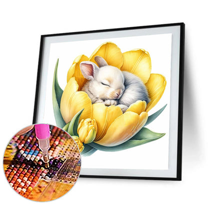 Budding Rabbit - Full Round Drill Diamond Painting 30*30CM