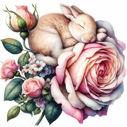 Budding Rabbit - Full Round Drill Diamond Painting 30*30CM