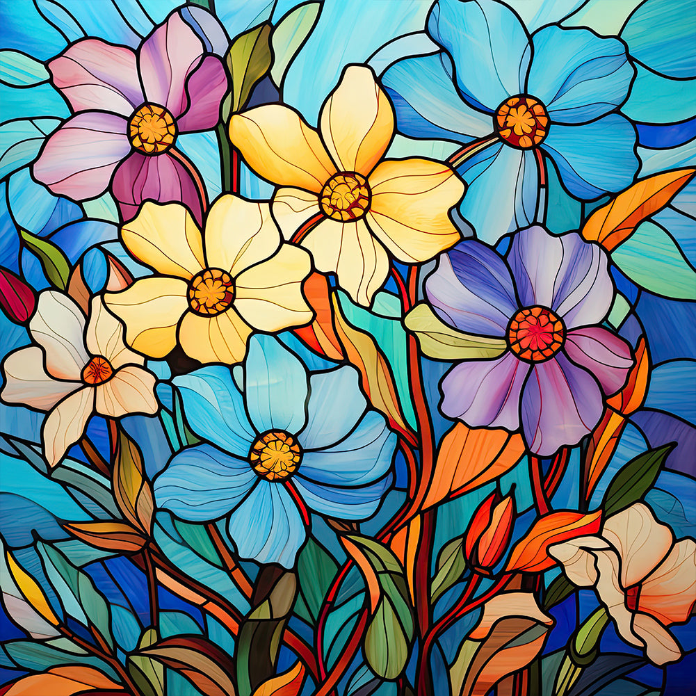 Glass Painting Colorful Daffodils - Full Round Drill Diamond Painting 30*30CM