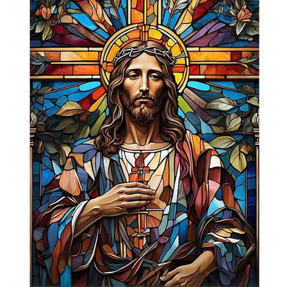 Glass Painting Jesus - Full Round Drill Diamond Painting 40*50CM