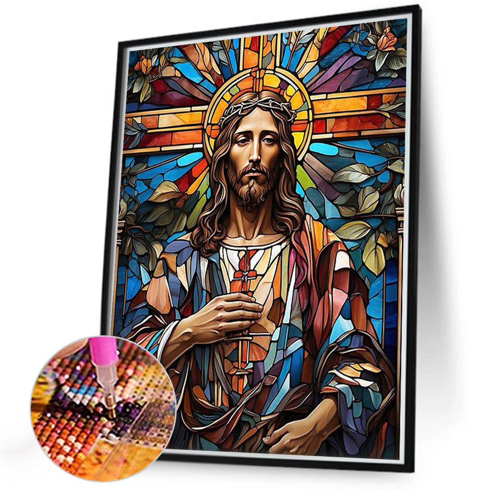 Glass Painting Jesus - Full Round Drill Diamond Painting 40*50CM