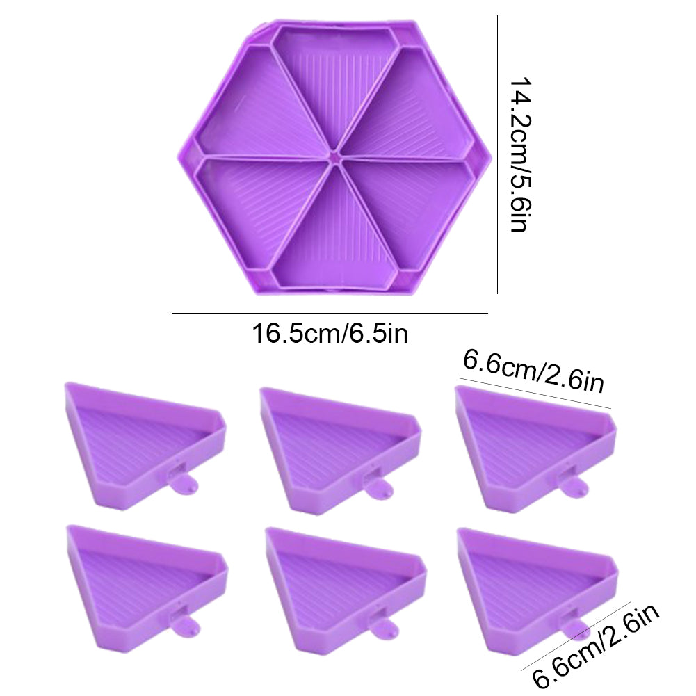 Large Capacity DIY Hexagonal Diamond Painting Tray Kit with Spoon Brush (Purple)