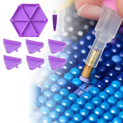 Large Capacity DIY Hexagonal Diamond Painting Tray Kit with Spoon Brush (Purple)