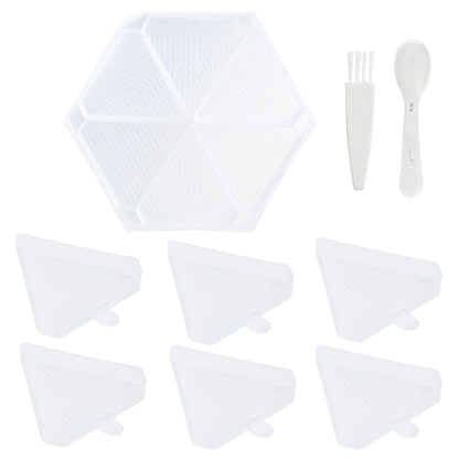 Large Capacity DIY Hexagonal Diamond Painting Tray Kit with Spoon Brush (Clear)