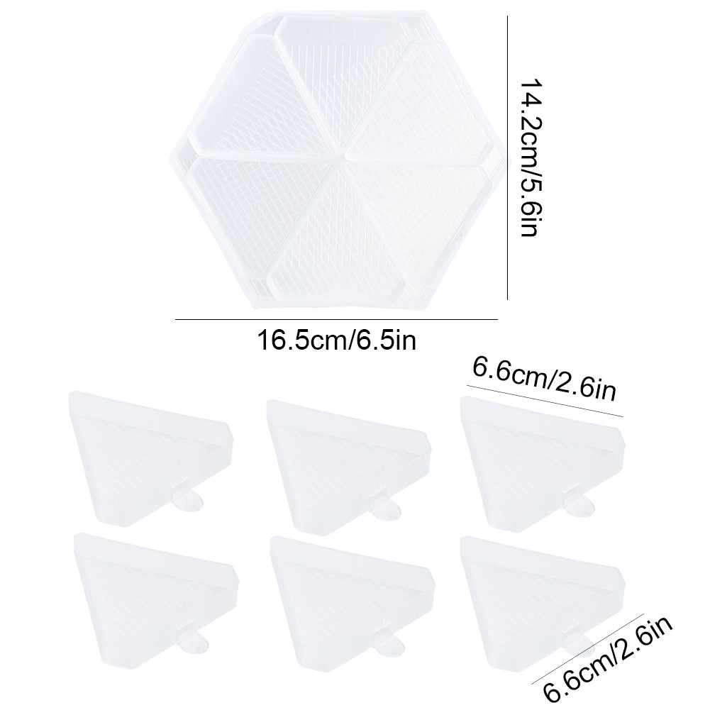 Large Capacity DIY Hexagonal Diamond Painting Tray Kit with Spoon Brush (Clear)