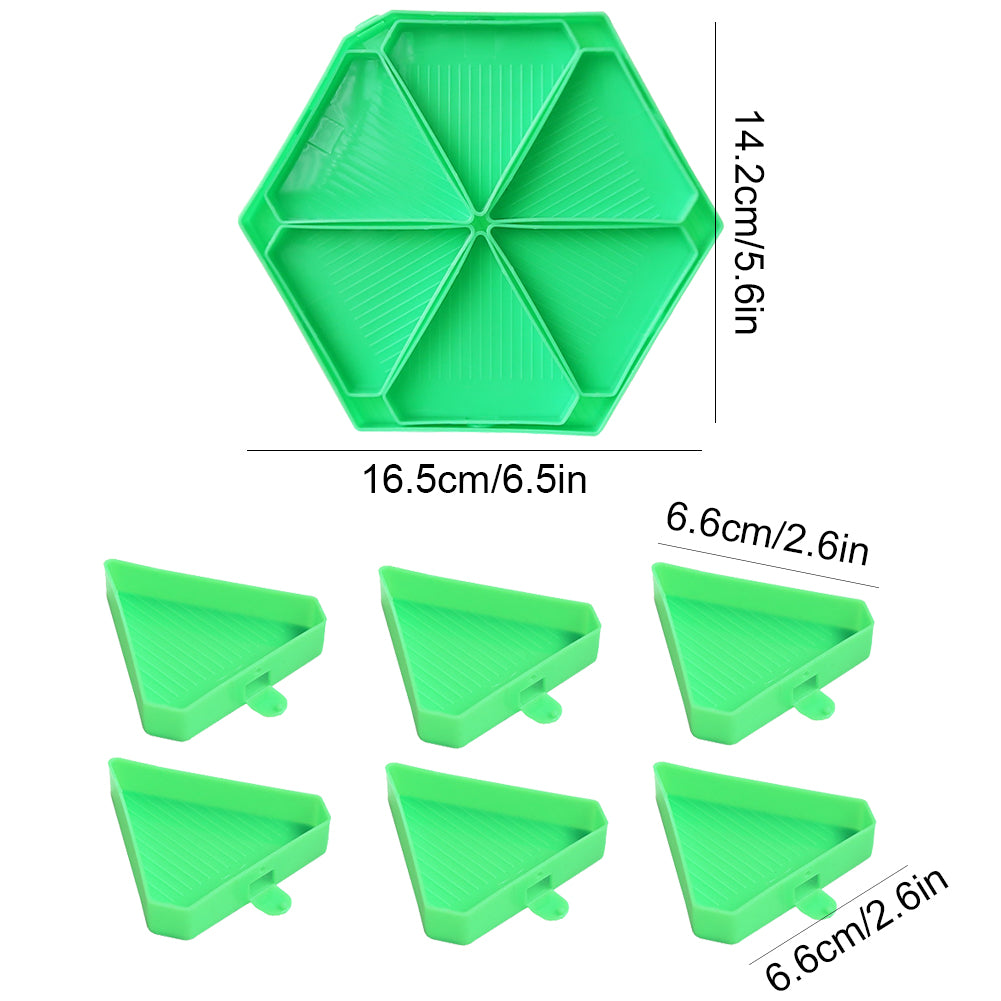 Large Capacity DIY Hexagonal Diamond Painting Tray Kit with Spoon Brush (Green)