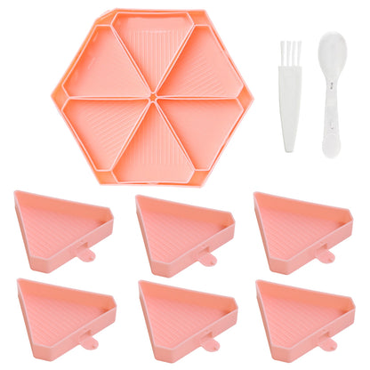 Large Capacity DIY Hexagonal Diamond Painting Tray Kit with Spoon Brush (Pink)