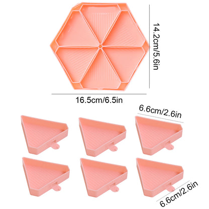 Large Capacity DIY Hexagonal Diamond Painting Tray Kit with Spoon Brush (Pink)