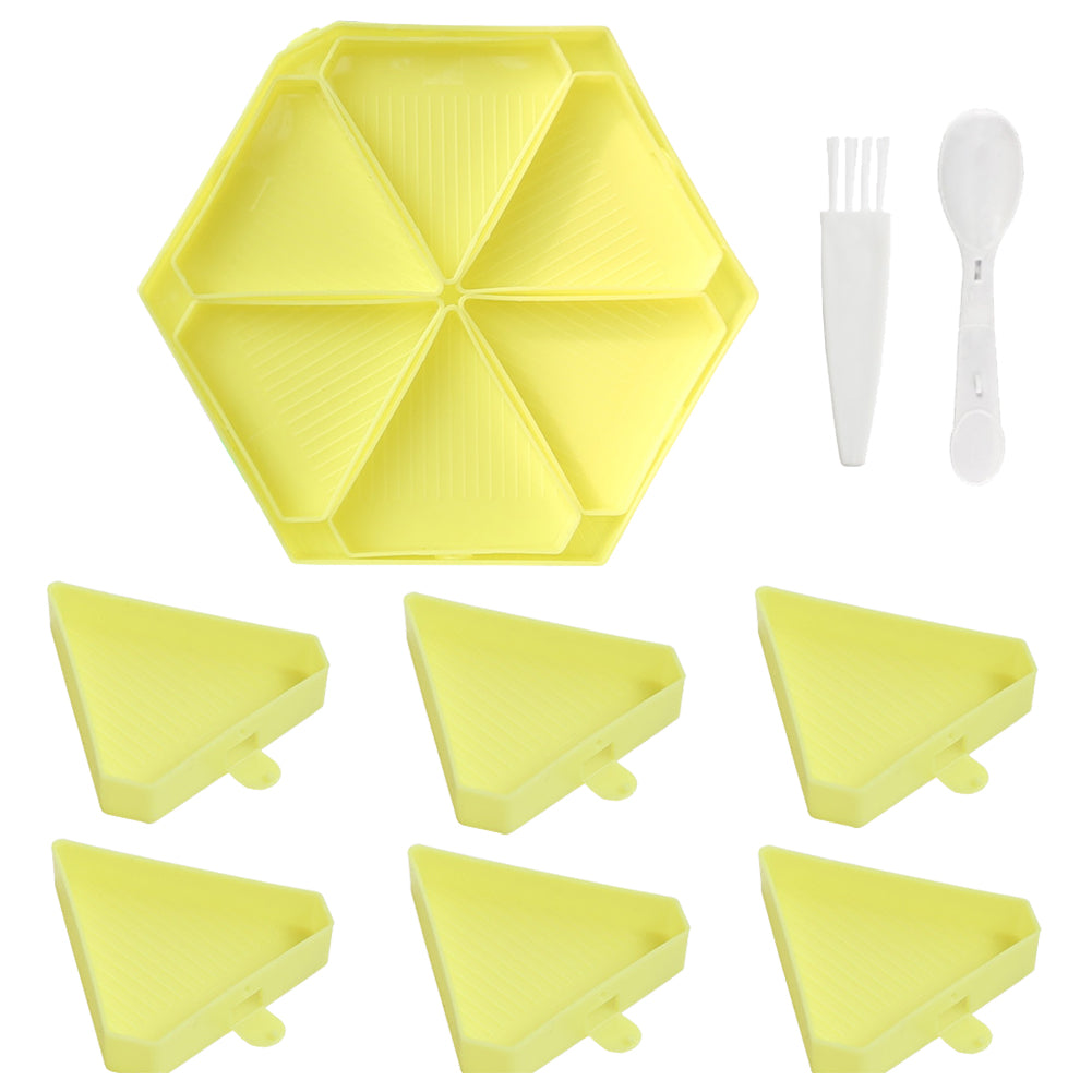 Large Capacity DIY Hexagonal Diamond Painting Tray Kit with Spoon Brush (Yellow)