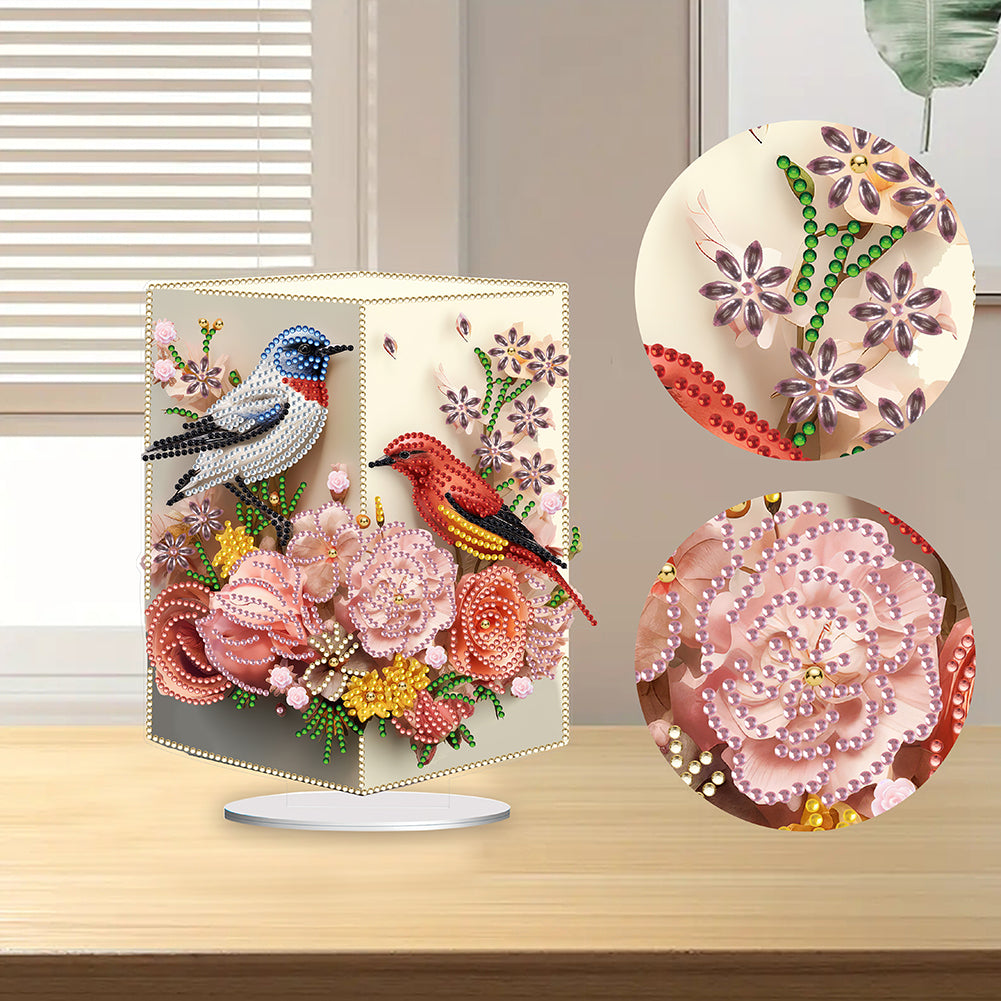 Acrylic Bird Flower Vase Desktop Diamond Painting Art Kits for Home Office Decor