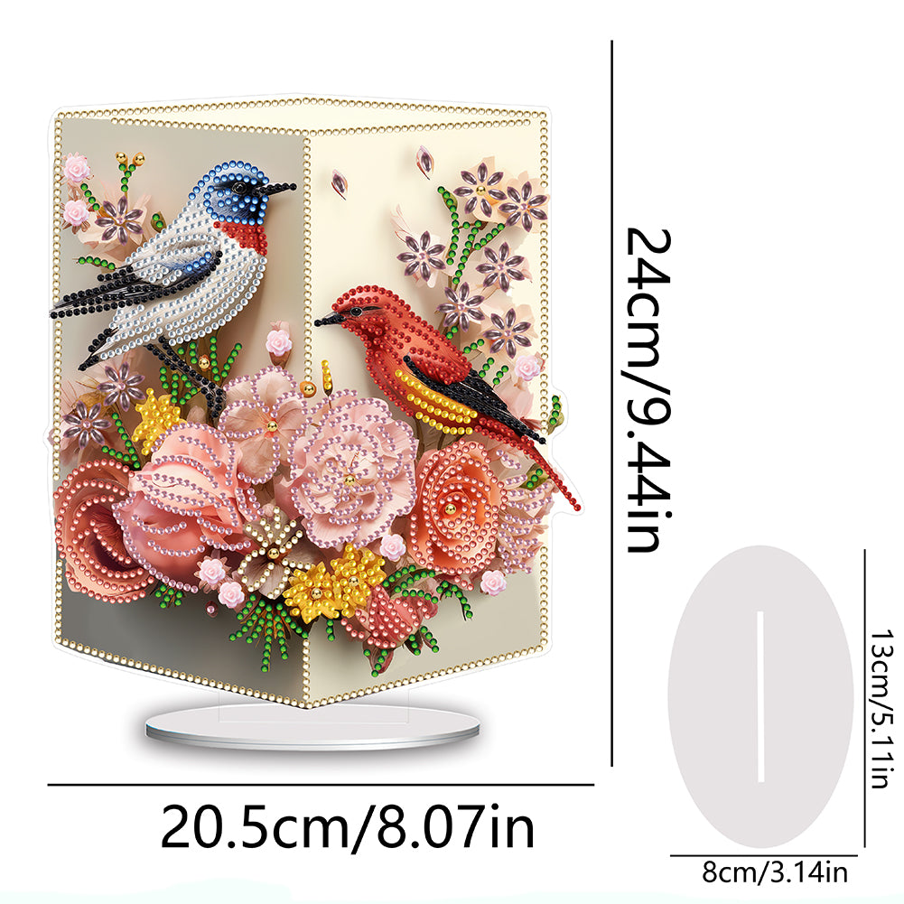 Acrylic Bird Flower Vase Desktop Diamond Painting Art Kits for Home Office Decor