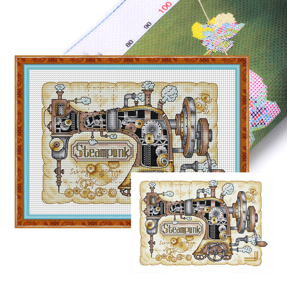 Steam Sewing Machine - 14CT Stamped Cross Stitch 42*32CM(Joy Sunday)