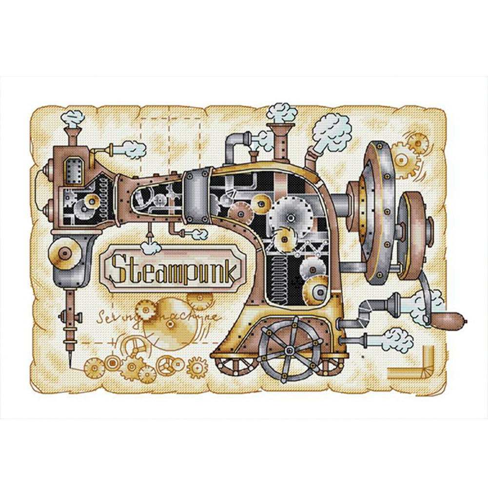 Steam Sewing Machine - 14CT Stamped Cross Stitch 42*32CM(Joy Sunday)