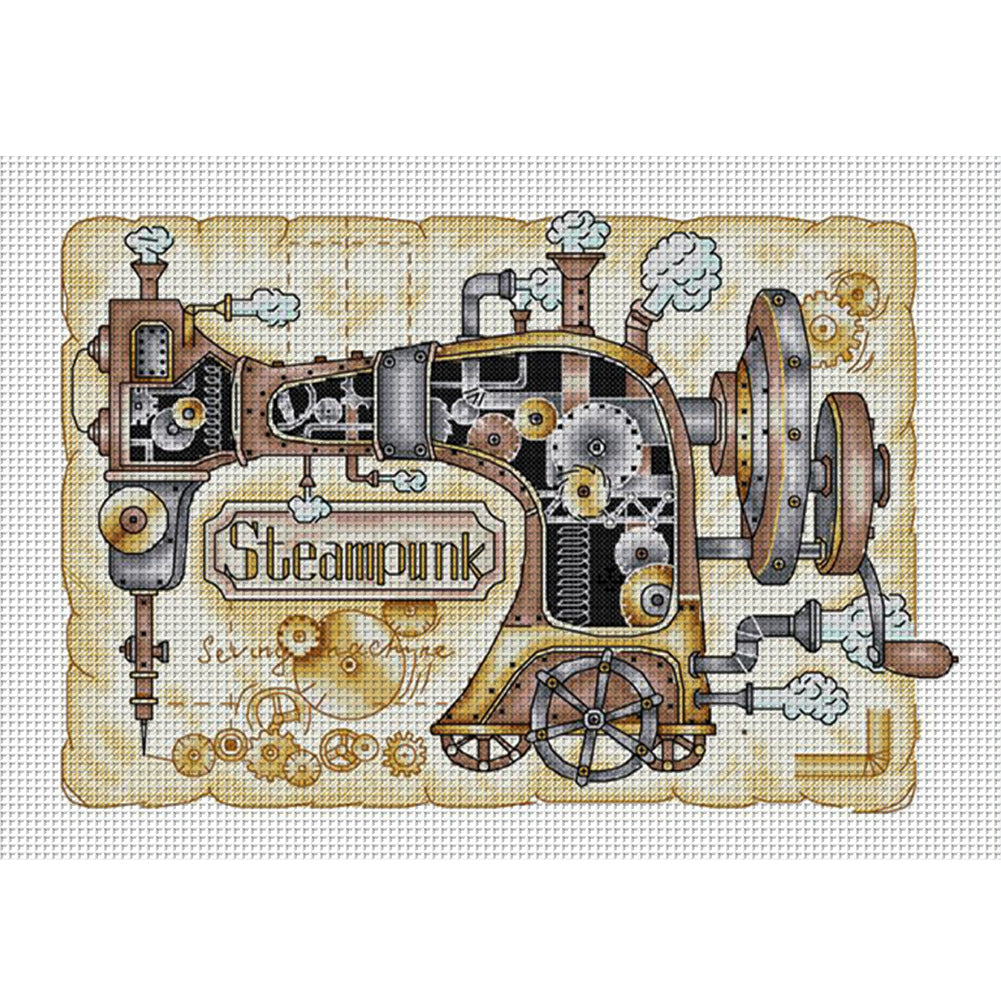 Steam Sewing Machine - 14CT Stamped Cross Stitch 42*32CM(Joy Sunday)