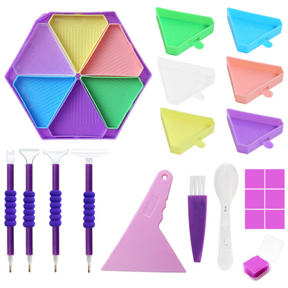 Diamond Painting Tool Accessory Tray Kit with Brush Spoon Pen Glue Clay (Set 1)