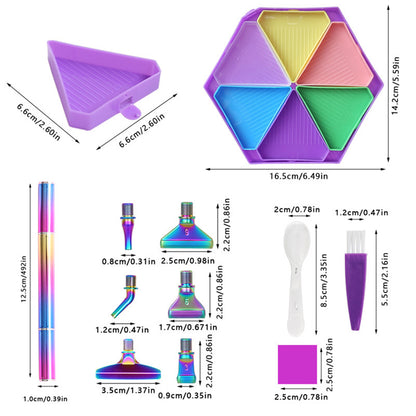 Diamond Painting Tool Accessory Tray Kit with Brush Spoon Pen Glue Clay (Set 1)