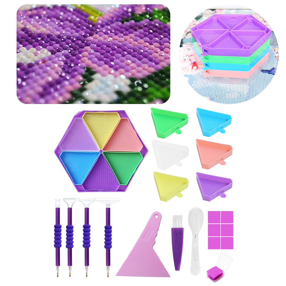 Diamond Painting Tool Accessory Tray Kit with Brush Spoon Pen Glue Clay (Set 1)