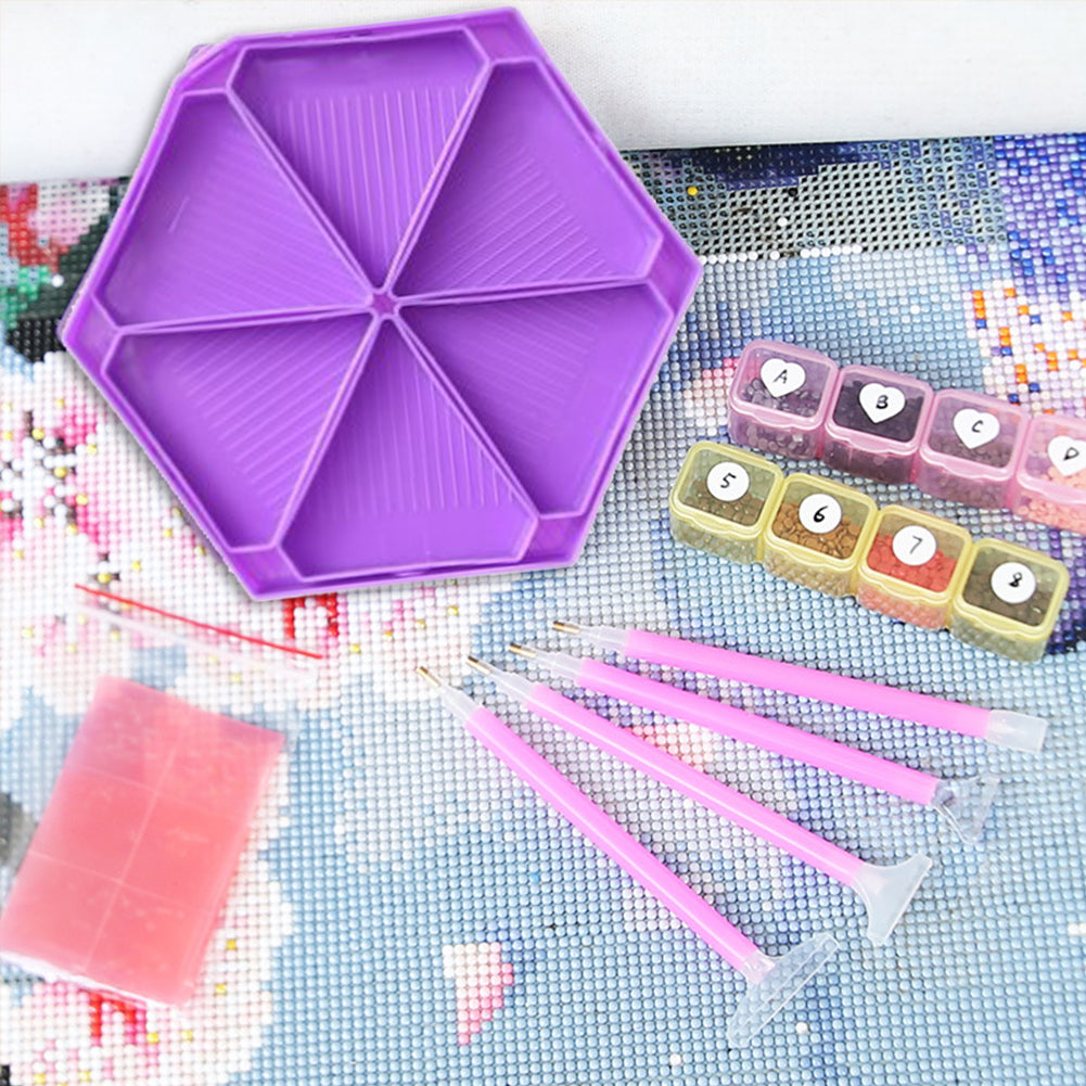 Diamond Painting Tool Accessory Tray Kit with Brush Spoon Pen Glue Clay (Set 1)