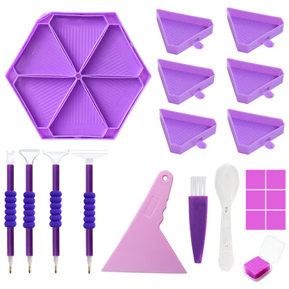 Diamond Painting Tool Accessory Tray Kit with Brush Spoon Pen Glue Clay (Set 1)