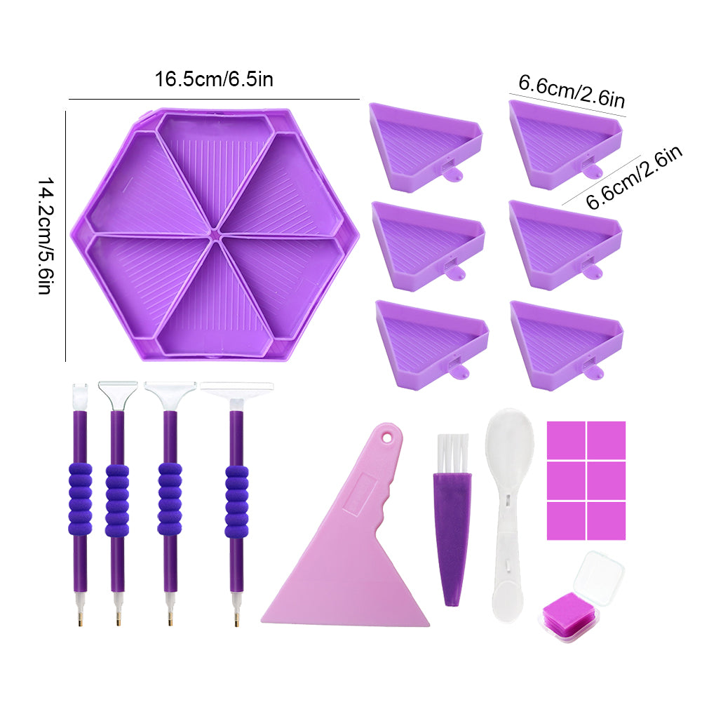 Diamond Painting Tool Accessory Tray Kit with Brush Spoon Pen Glue Clay (Set 1)