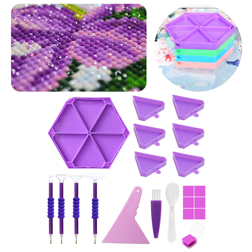 Diamond Painting Tool Accessory Tray Kit with Brush Spoon Pen Glue Clay (Set 1)