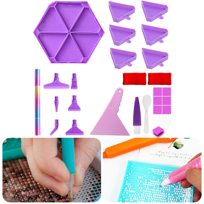 Diamond Painting Tool Accessory Tray Kit with Brush Spoon Glue Clays (Set 2)