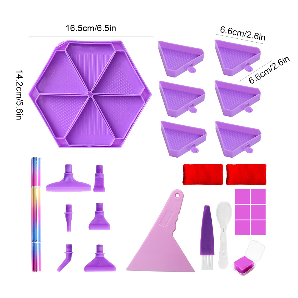 Diamond Painting Tool Accessory Tray Kit with Brush Spoon Glue Clays (Set 2)