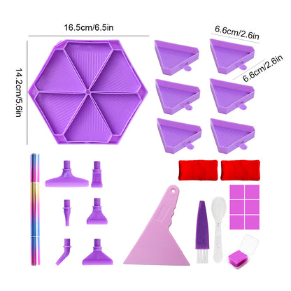 Diamond Painting Tool Accessory Tray Kit with Brush Spoon Glue Clays (Set 2)