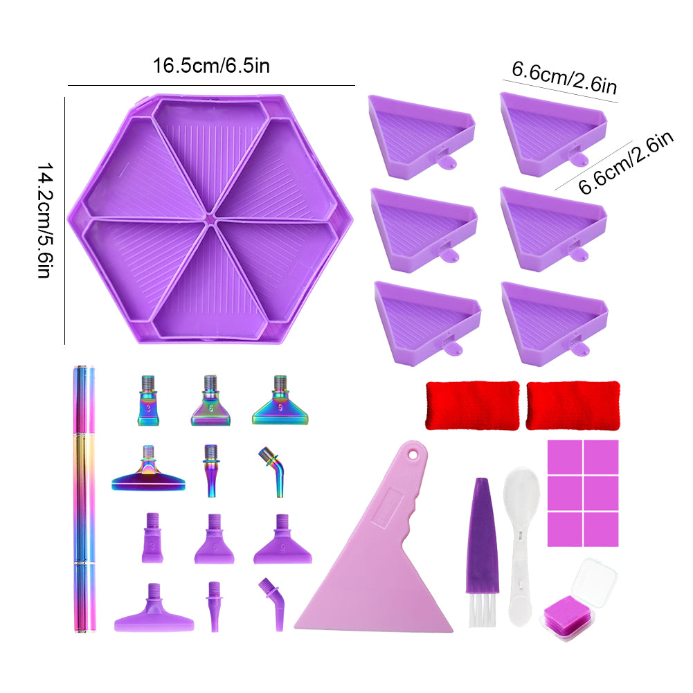 Diamond Painting Tool Accessory Tray Kit with Brush Spoon Glue Clays (Set 3)