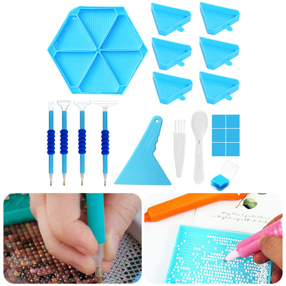 Diamond Painting Tool Accessory Tray Kit with Brush Spoon Pen Glue Clay (Set 1)