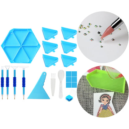 Diamond Painting Tool Accessory Tray Kit with Brush Spoon Pen Glue Clay (Set 1)