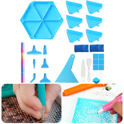 Diamond Painting Tool Accessory Tray Kit with Brush Spoon Glue Clays (Set 2)