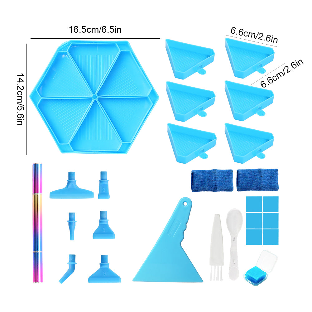 Diamond Painting Tool Accessory Tray Kit with Brush Spoon Glue Clays (Set 2)