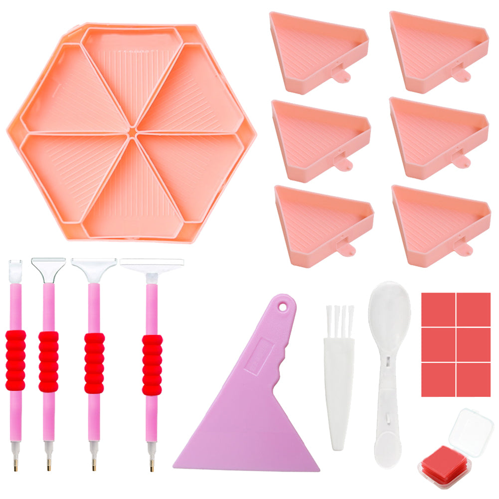 Diamond Painting Tool Accessory Tray Kit with Brush Spoon Pen Glue Clay (Set 1)