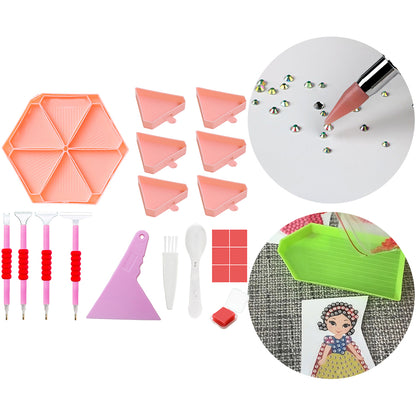 Diamond Painting Tool Accessory Tray Kit with Brush Spoon Pen Glue Clay (Set 1)