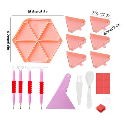 Diamond Painting Tool Accessory Tray Kit with Brush Spoon Pen Glue Clay (Set 1)