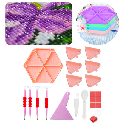 Diamond Painting Tool Accessory Tray Kit with Brush Spoon Pen Glue Clay (Set 1)