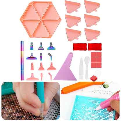 Diamond Painting Tool Accessory Tray Kit with Brush Spoon Glue Clays (Set 3)