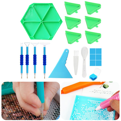 Diamond Painting Tool Accessory Tray Kit with Brush Spoon Pen Glue Clay (Set 1)