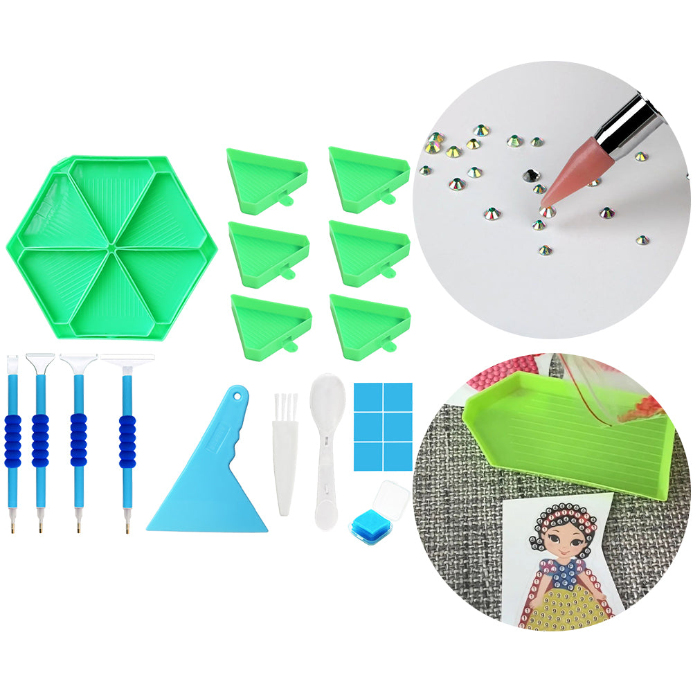 Diamond Painting Tool Accessory Tray Kit with Brush Spoon Pen Glue Clay (Set 1)