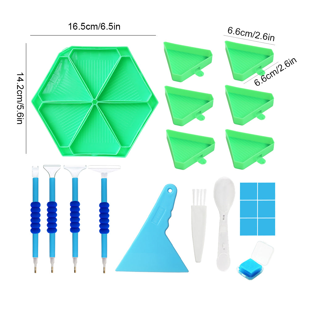 Diamond Painting Tool Accessory Tray Kit with Brush Spoon Pen Glue Clay (Set 1)